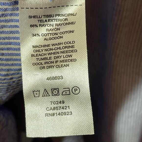 Loft Ann Taylor Striped Square Neck Blouse Medium Blue White - Picture 4 of 6